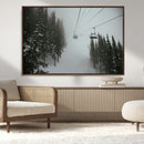 Ski Lift Wall Art Canvas Print – Snowy Pines Misty Landscape