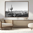 Saguaro Cactus Wall Art Canvas Print – Framed Monochrome
