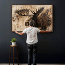 Moose Canvas Wall Art — Rustic Wildlife Painting Print | by MyGreatCanvas | Canvas Wall Art Prints | Photo Prints & Wall Decor