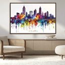 Atlanta Skyline Wall Art Canvas Print – Framed Colorful