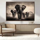 Elephant Family Wall Art Canvas Print, Framed Elephant Wall