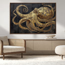Octopus Wall Art Canvas Print – Gold Detail Wooden Marine by MyGreatCanvas | Canvas Wall Art Prints | Photo Prints & Wall Decor