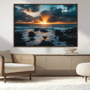 Ocean Sunset Wall Art Canvas Print – Rocky Shore Waves by MyGreatCanvas | Canvas Wall Art Prints | Photo Prints & Wall Decor