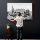 Black White Arizona Desert Canvas Wall Art Cactus Farmhouse