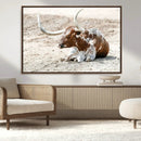 Majestic Longhorn Wall Art Canvas Print – Resting on Sunlit by MyGreatCanvas | Canvas Wall Art Prints | Photo Prints & Wall Decor