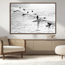 Black White Surfers Wall Art Canvas Print – Riding Gentle by MyGreatCanvas | Canvas Wall Art Prints | Photo Prints & Wall Decor