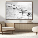 Black White Surfing Wall Art Canvas Print – Framed Artistic by MyGreatCanvas | Canvas Wall Art Prints | Photo Prints & Wall Decor
