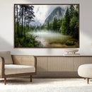 Misty Lake Forest Green Trees Calm Water Reflection Mountain by MyGreatCanvas | Canvas Wall Art Prints | Photo Prints & Wall Decor