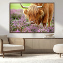 Highland Cow Wall Art Canvas Print – Framed Purple Flowers by MyGreatCanvas | Canvas Wall Art Prints | Photo Prints & Wall Decor