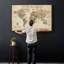 Personalized Custom World Map Wall Art Canvas Print – Travel