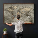Personalized World Map Wall Art Canvas Print – Custom Push