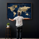 Custom Push Pin World Map Wall Art Canvas Print –
