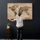Personalized Push Pin World Map Canvas Print – Custom Framed