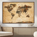 Push Pin World Map Canvas Print – Travel Tracker Wall Art