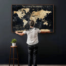 Personalized Push Pin World Map Canvas – Custom Framed