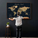 Custom Push Pin World Map Wall Canvas Print – Personalized