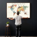 Detailed Custom World Map Print – Framed Custom Push Pin
