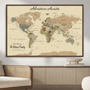 Personalized Push Pin Map with Pin Wall Art Canvas Print –
