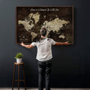 Personalized Vintage Map Wall Art Canvas Print – Custom Push