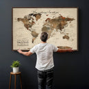 Large Custom World Map Canvas – Custom Framed Push Pin