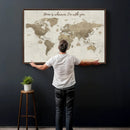 Push Pin World Map Canvas Print – Travel Tracker Wall Art