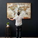 Personalized World Map Wall Art Canvas Print – Custom Push
