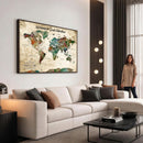 Grunge Personalized World Map Wall Art Canvas Print – Custom