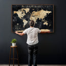 Custom Push Pin World Map Print – Personalized Canvas Wall