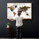 Personalized Push Pin World Map Canvas Print – Custom Framed
