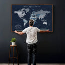 Framed Personalized World Map Custom Travel Memory Gift