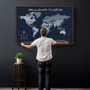 Framed Personalized World Map Custom Travel Memory Gift
