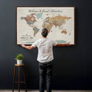 Custom Framed World Map Canvas Print – Personalized Push Pin