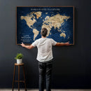 Framed Custom World Map Canvas Print - Deep Blue World Map by MyGreatCanvas | Canvas Wall Art Prints | Photo Prints & Wall Decor