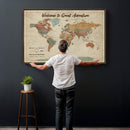 Personalized Push Pin World Map Canvas – Custom Framed