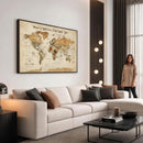 Personalized World Map Canvas Print – Custom Push Pin Framed