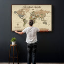 Custom Push Pin World Map Print – Personalized Canvas Wall