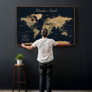 Personalized World Map Wall Art Print – Custom Push Pin