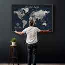 Personalized World Map Canvas – Custom Framed Push Pin