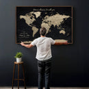 Framed Custom World Map Canvas Print – Custom Push Pin
