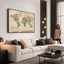 Custom Framed Push Pin Map Wall Art Canvas Print, Rustic