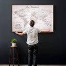 Personalized Vintage World Map Canvas Print – Custom Push
