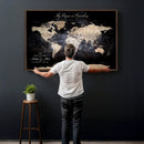 Personalize World Map Push Pin Wall Canvas Print –