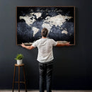 Custom Push Pin World Map Wall Canvas Print – Personalized