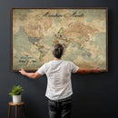 Customize Push Pin World Map Wall Canvas Print –