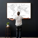 Framed World Map Canvas – Custom Push Pin Travel Tracker – by MyGreatCanvas | Canvas Wall Art Prints | Photo Prints & Wall Decor