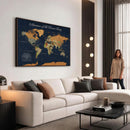 Custom Push Pin World Map Wall Art Canvas Print – Personalized Travel Tracker with Pins Framed Large for Home and Office Decor