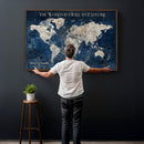 Custom Push Pin Travel Map Wall Art Canvas Print –