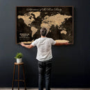 Personalized Family Adventure World Map – Custom Framed Push by MyGreatCanvas | Canvas Wall Art Prints | Photo Prints & Wall Decor