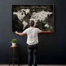 Personalized Push Pin World Map Canvas – Custom Framed