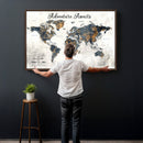 Custom Push Pin World Map Wall Art Canvas Print –